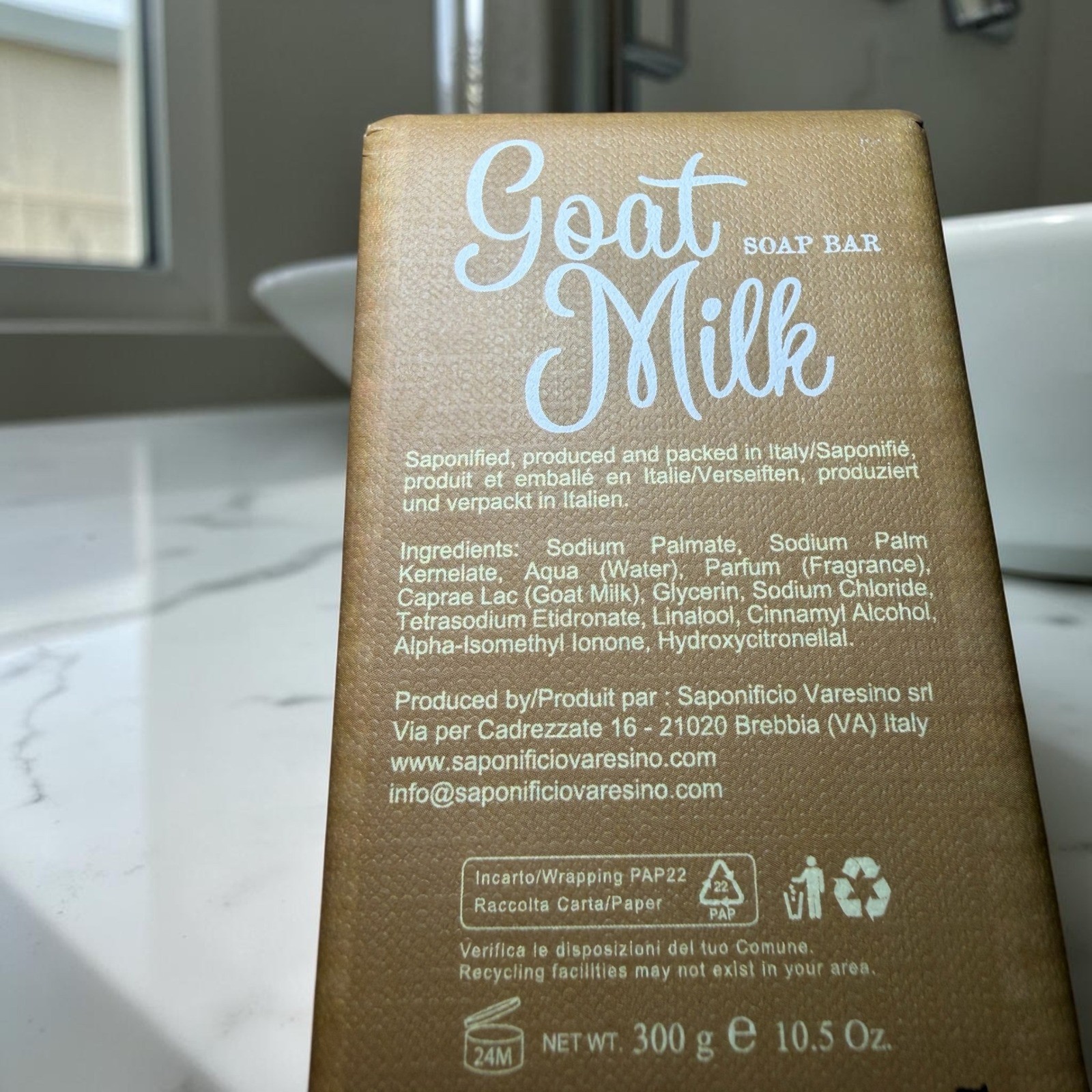 Saponificio Varesino Goat Milk Soap Bar Unisex 10.5oz Gold NEW Italian Artisanal