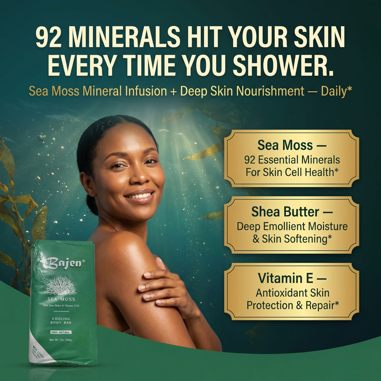 SEA MOSS COOLING SOAP BAR – Skin Softening Emollient Moisture Cell Health 7oz