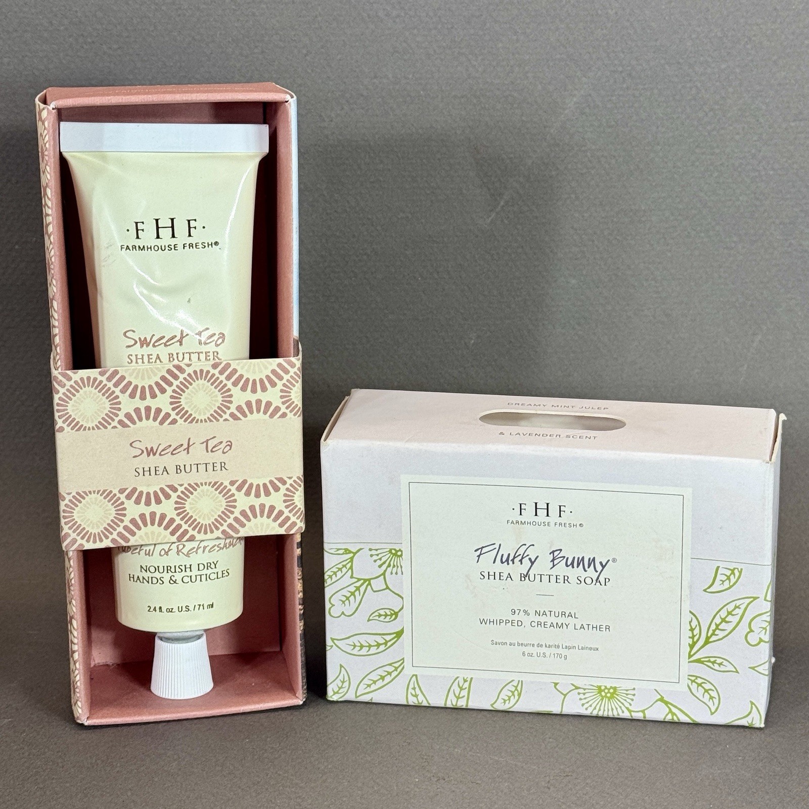 Farmhouse Fresh Fluffy Bunny Shea Butter Bar Soap 6 oz & Sweet Tea Hand Cream