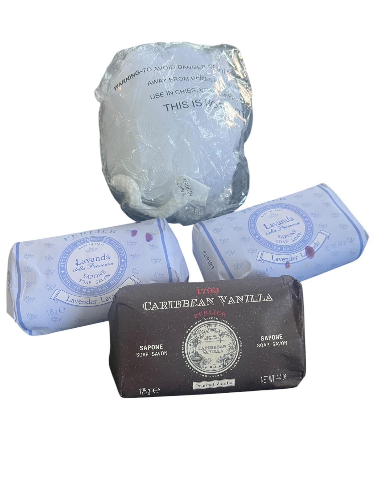 Perlier 4 Piece Moisturizing Natural Bar Soap Bath & Body Set 4.4 oz. each