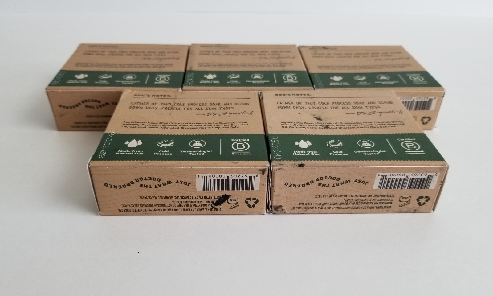 NEW 5 Pack Dr. Squatch Men’s Natural Soap Pine Tar Scent Heavy Grit 5oz Each