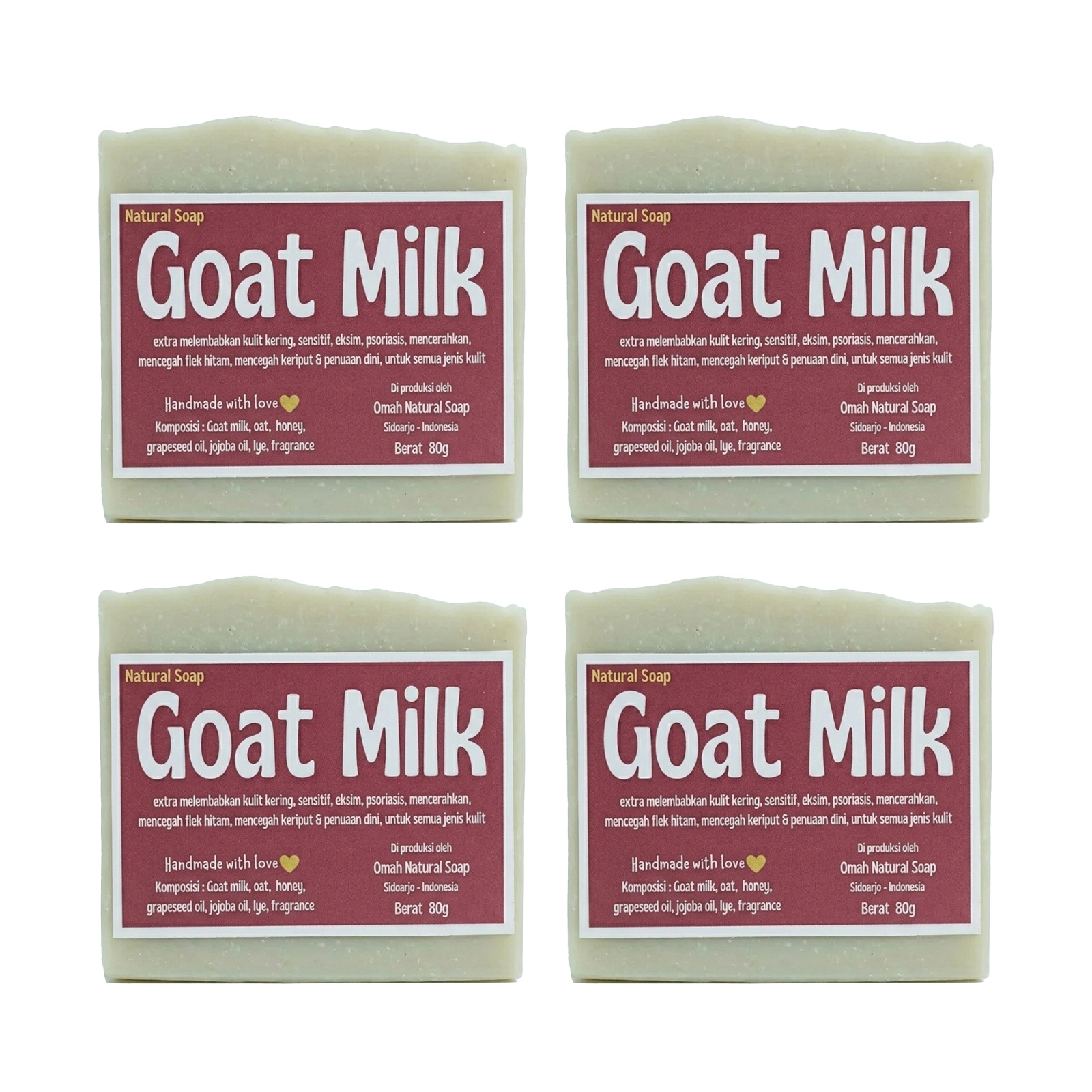 4PCS Omah Natural Goat Milk Soap 80g Bar Natural Moisturizing Handmade Soap Set