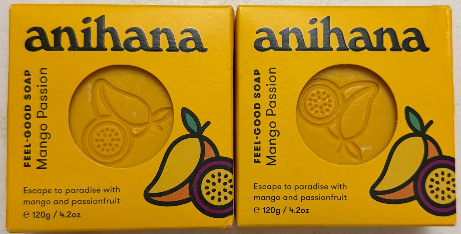 Lot of 2 New Anihana Feel-Good Soap Mango Passion for All Skin Types 4.2oz