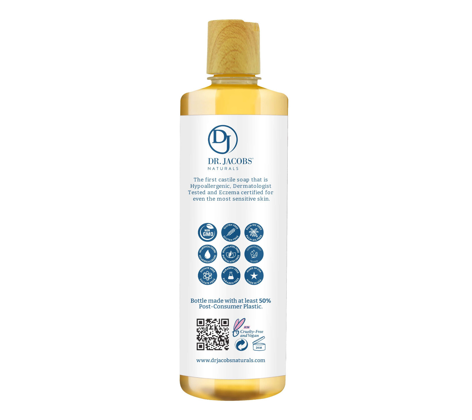 Dr. Jacobs Naturals Pure Castile 16oz Body Wash for Eczema and Psoriasis Relief