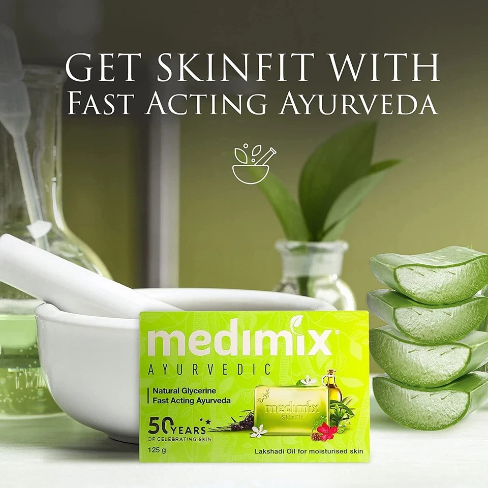 3 X 125g Medimix Ayurvedic Natural Glycerine Bathing Bar, Free Ship