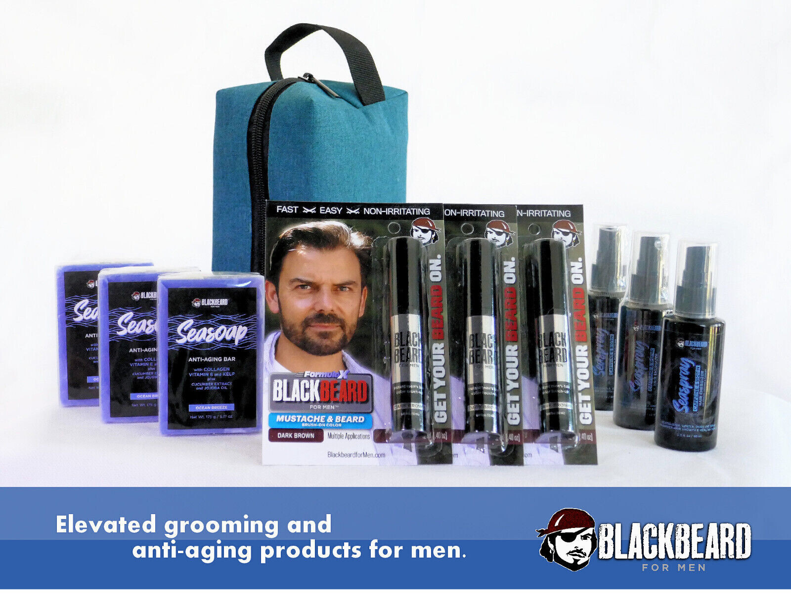 Blackbeard for Men Seasoap Anti-Aging Bar Soap w/Collagen, Vitamin E and Kelp