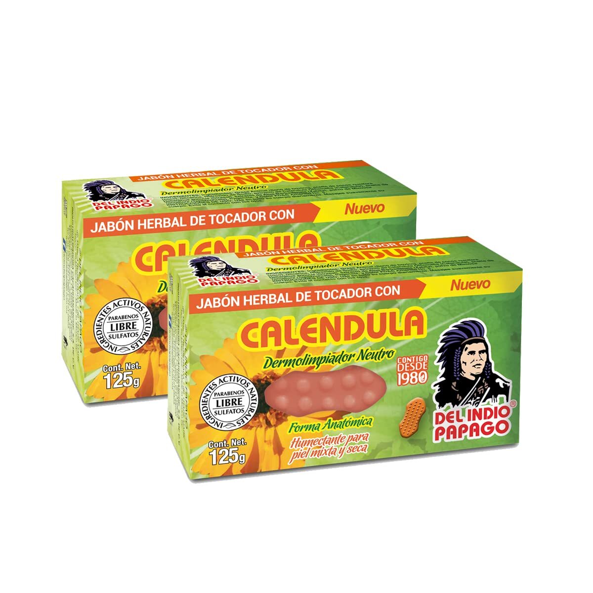 DEL INDIO PAPAGO Neutral Bar Soap with Calendula 125g | Cleanses Moisturize – 2P