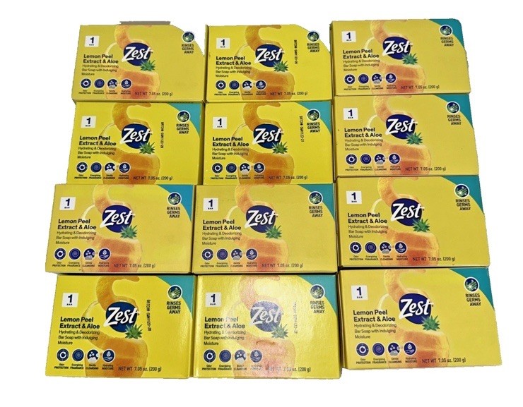 12 Bars Zest Lemon & Aloe Hydrating Deodorizing Soap 7.02 Oz JUMBO DISCONTINUED