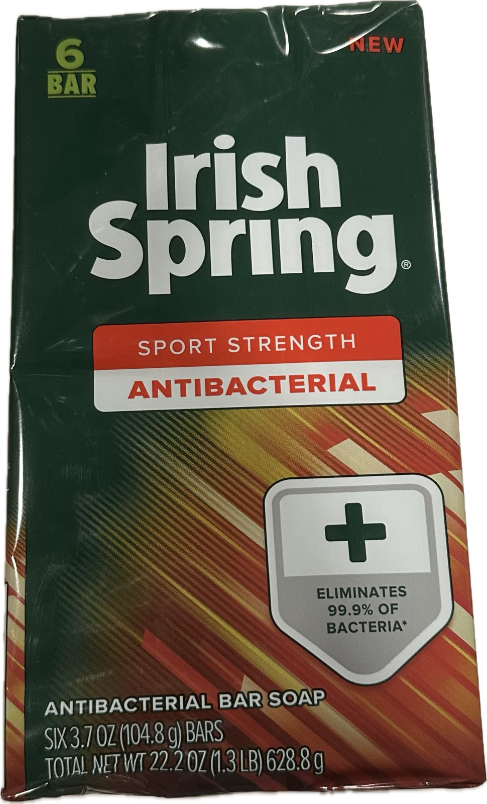6 BARS- Irish Spring Sport Strength Antibacterial Bar Soap 3.7 oz bars
