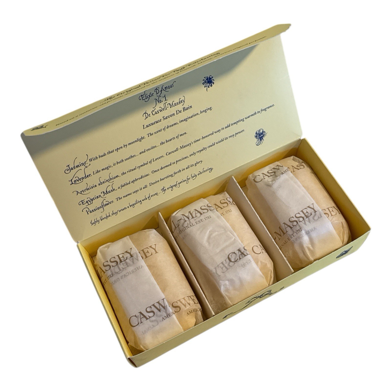 Caswell Massey – Elixir of Love No.1 Bar Soap Box Set of 3 Bars/Cakes