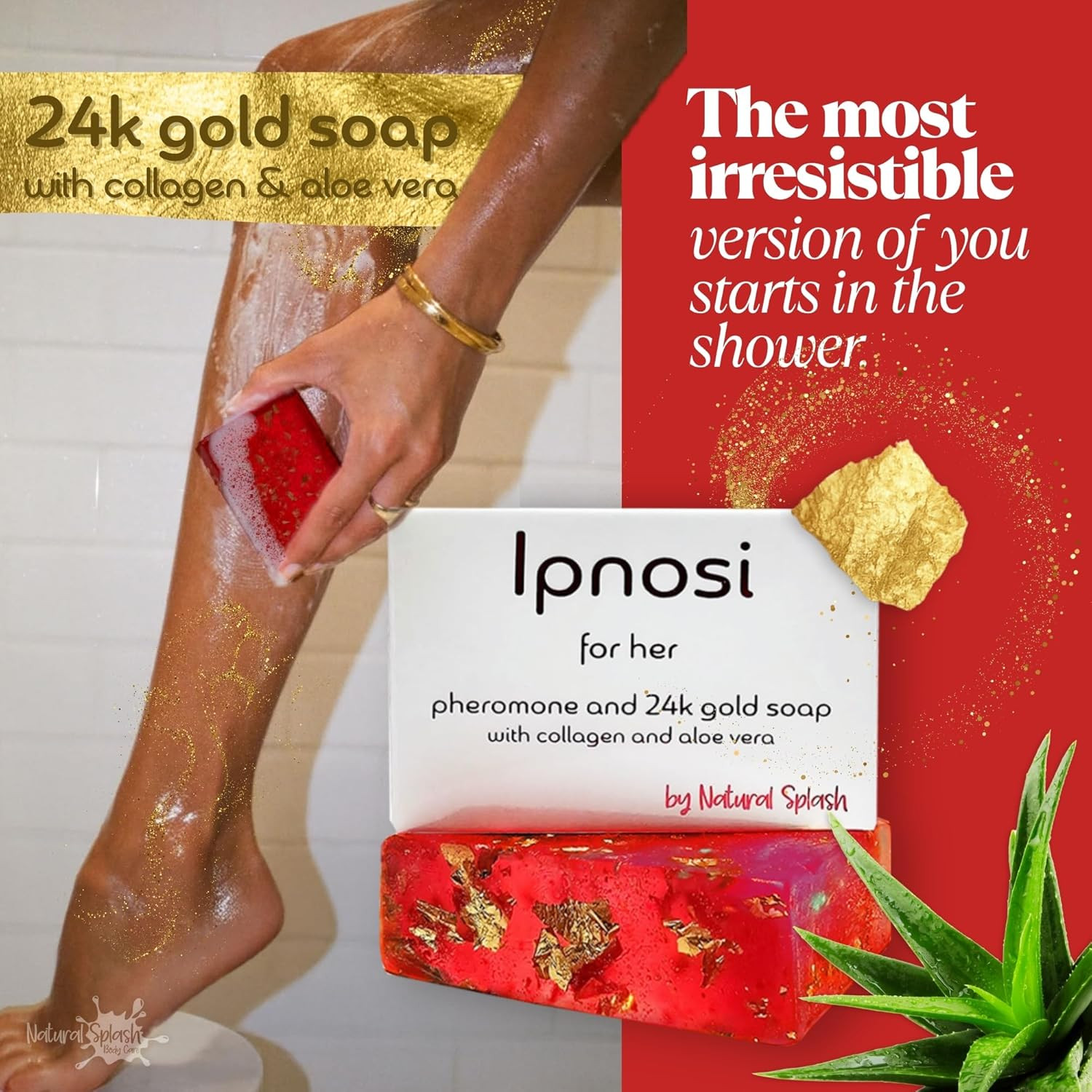 Lpnosi Pheromone Soap for Women, Luxurious Bar with 24K Gold, Collagen & Aloe Ve