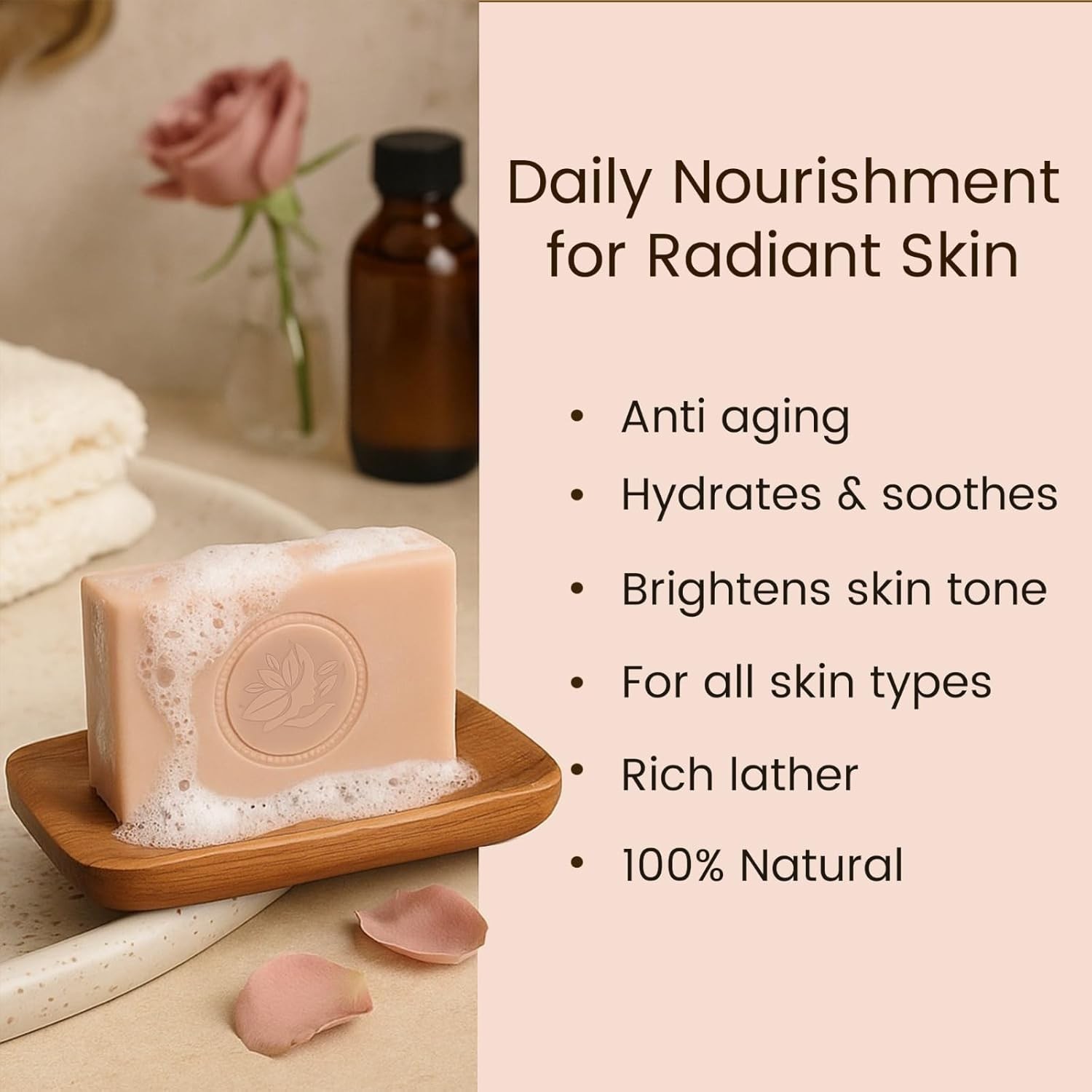 Naija Organics Rose Natural Bath Soap |Anti Aging,Chemical-Free,Skin Brightening