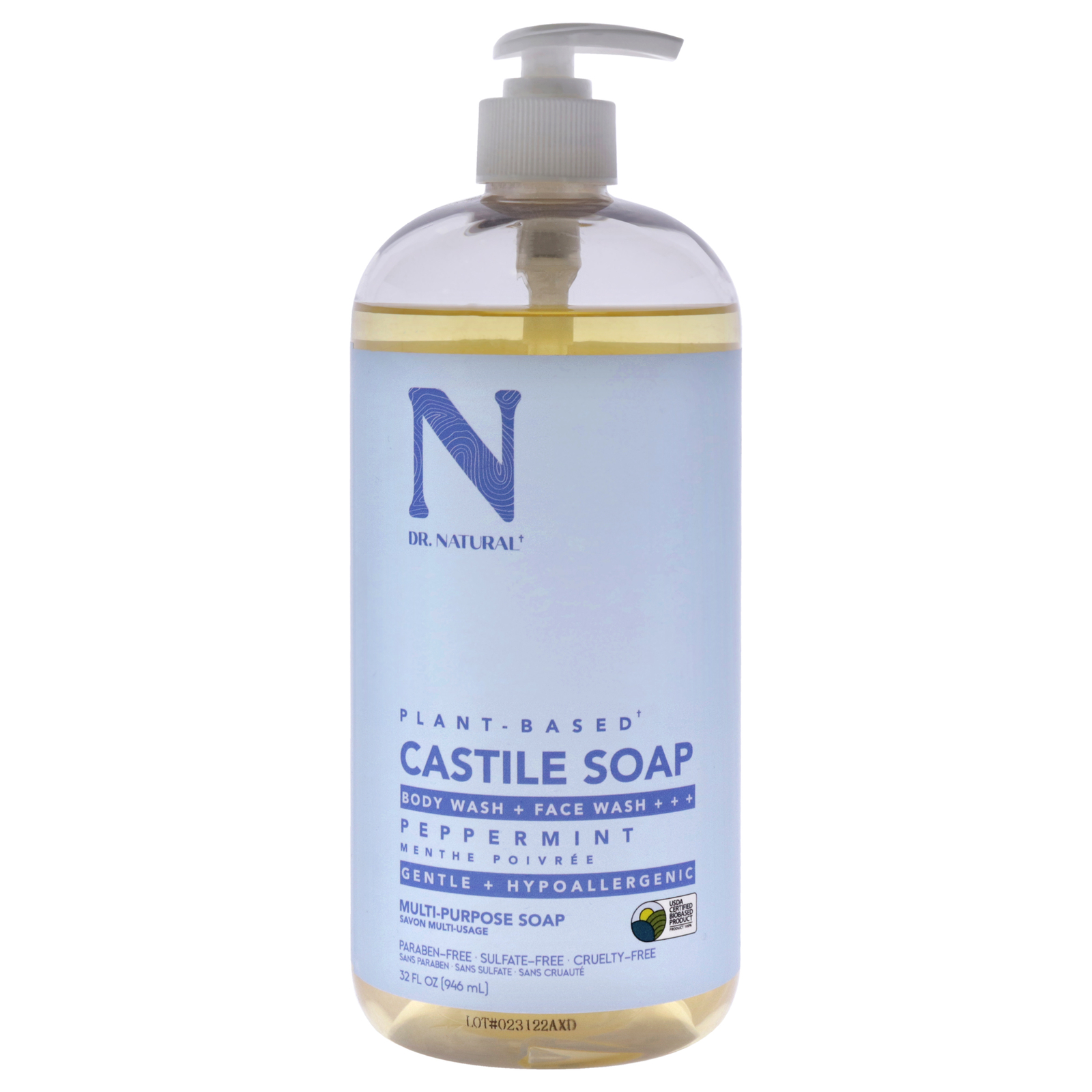 “Dr. Natural Castile Liquid Soap -Peppermint , 32 oz Soap”