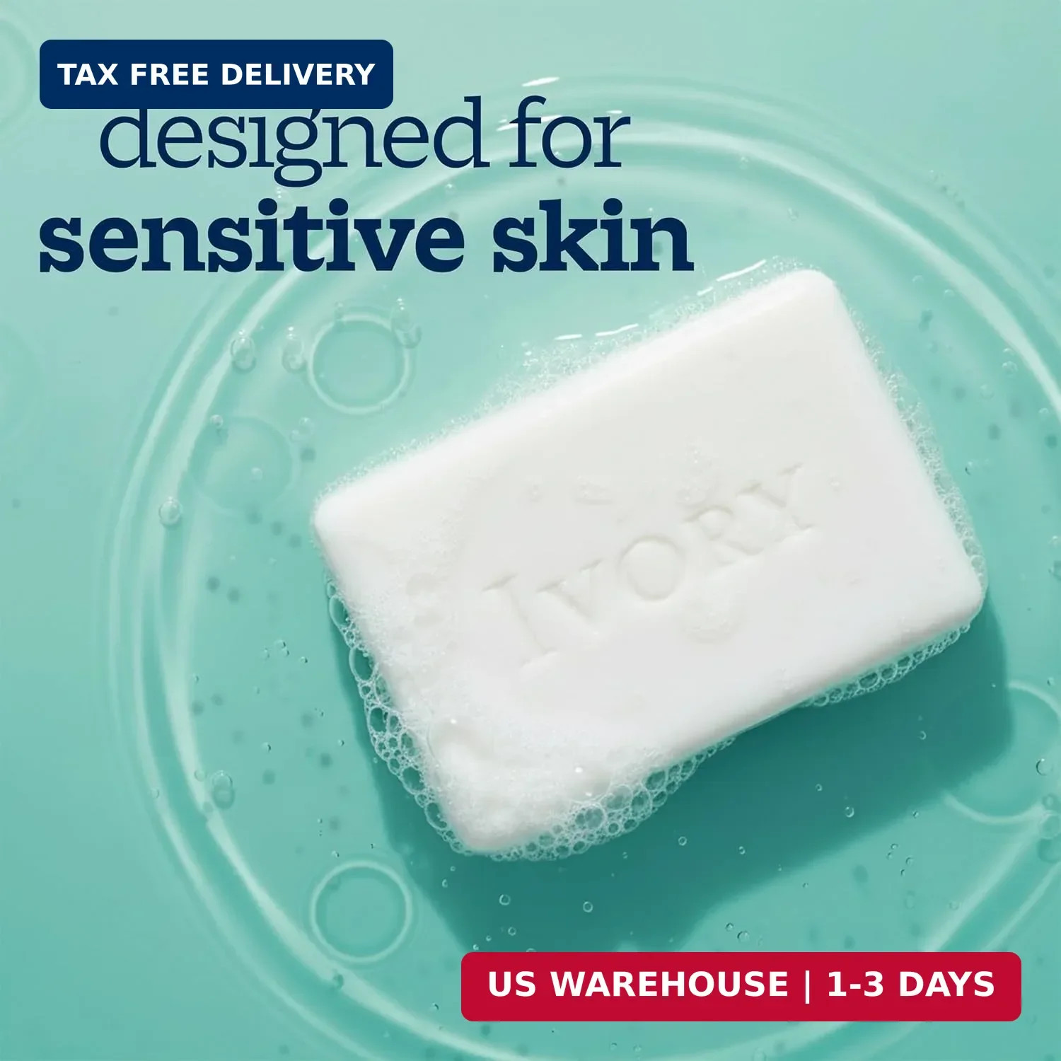 Ivory Sensitive Bar Soap, Designed for Whole Family, Fragrance Free, 99.44% Pure