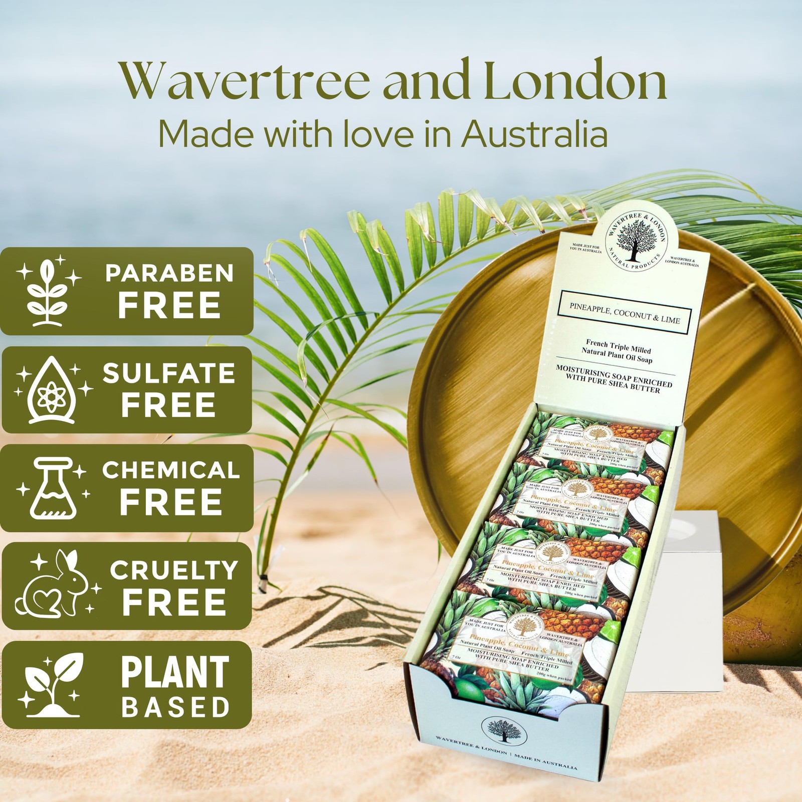Wavertree and London Soap Pineapple Coconut Lime 8 Bars 7oz