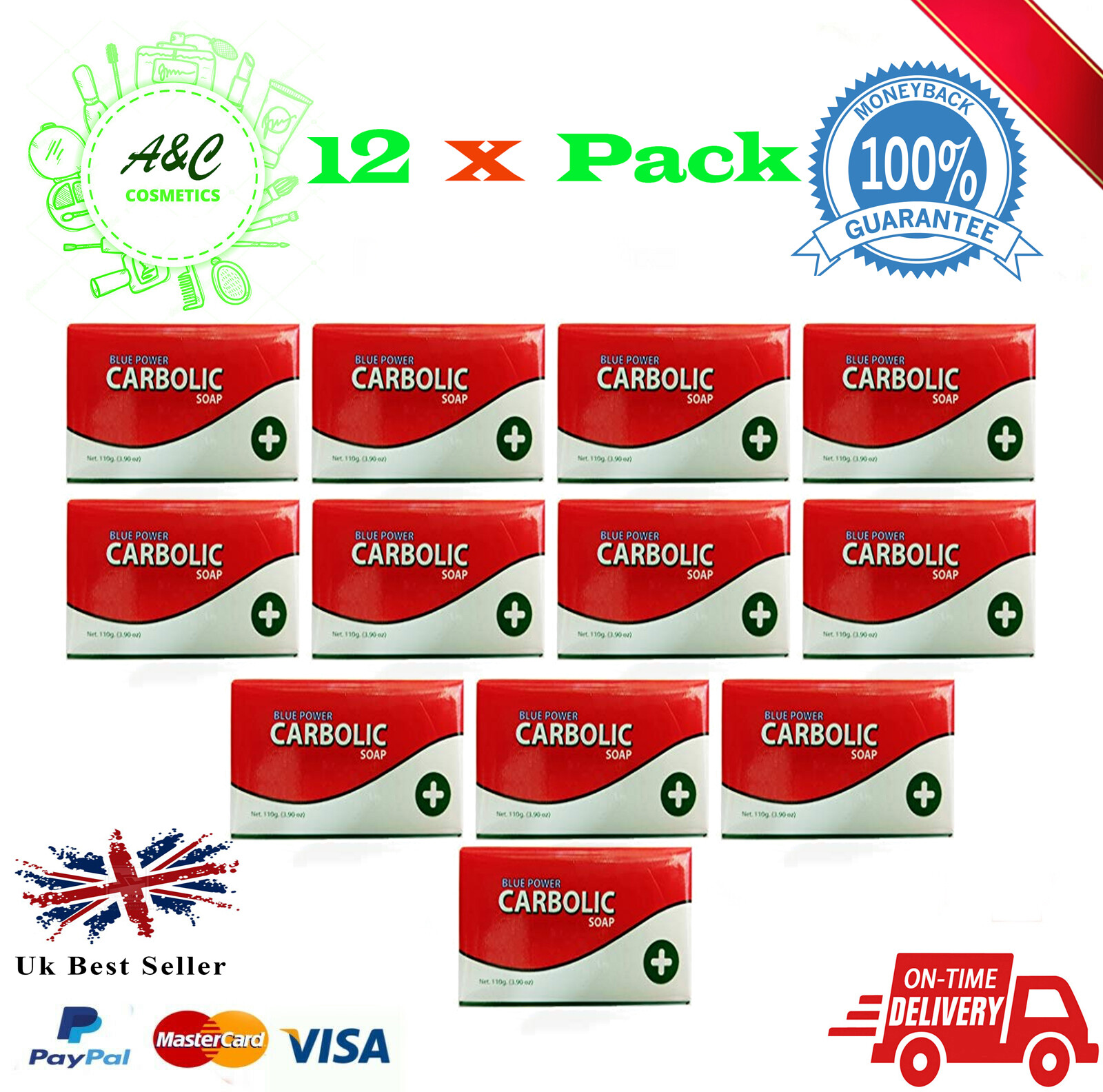 Blue Power Carbolic Soap 125g X Pack of 12