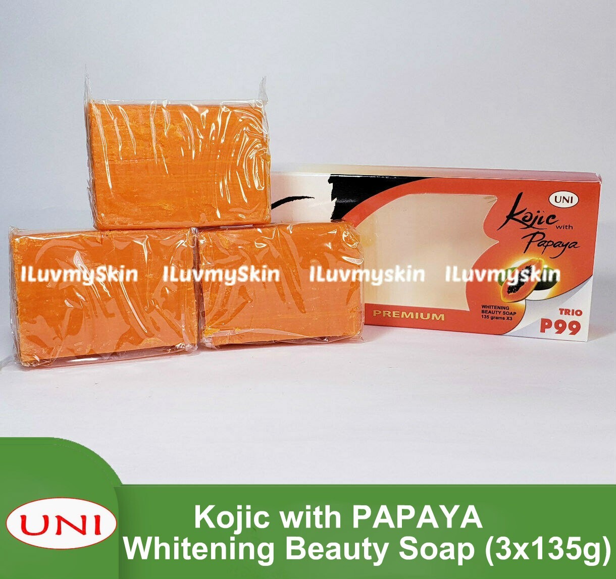 UNI Kojic with PAPAYA Whitening Beauty Soap (3x135g)