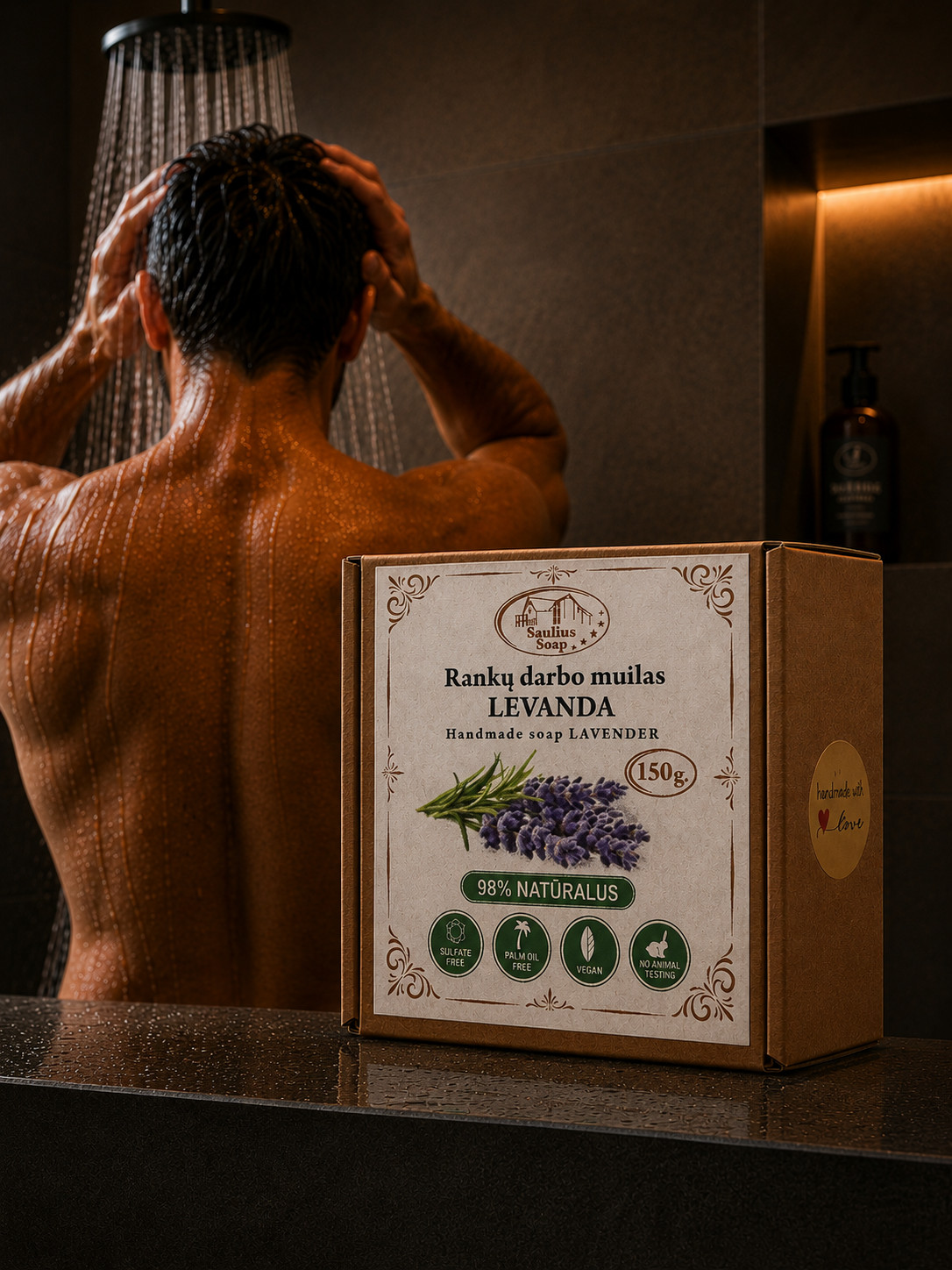 Handmade Lavender Soap 98% Natural Vegan Moisturizing Soap Bar