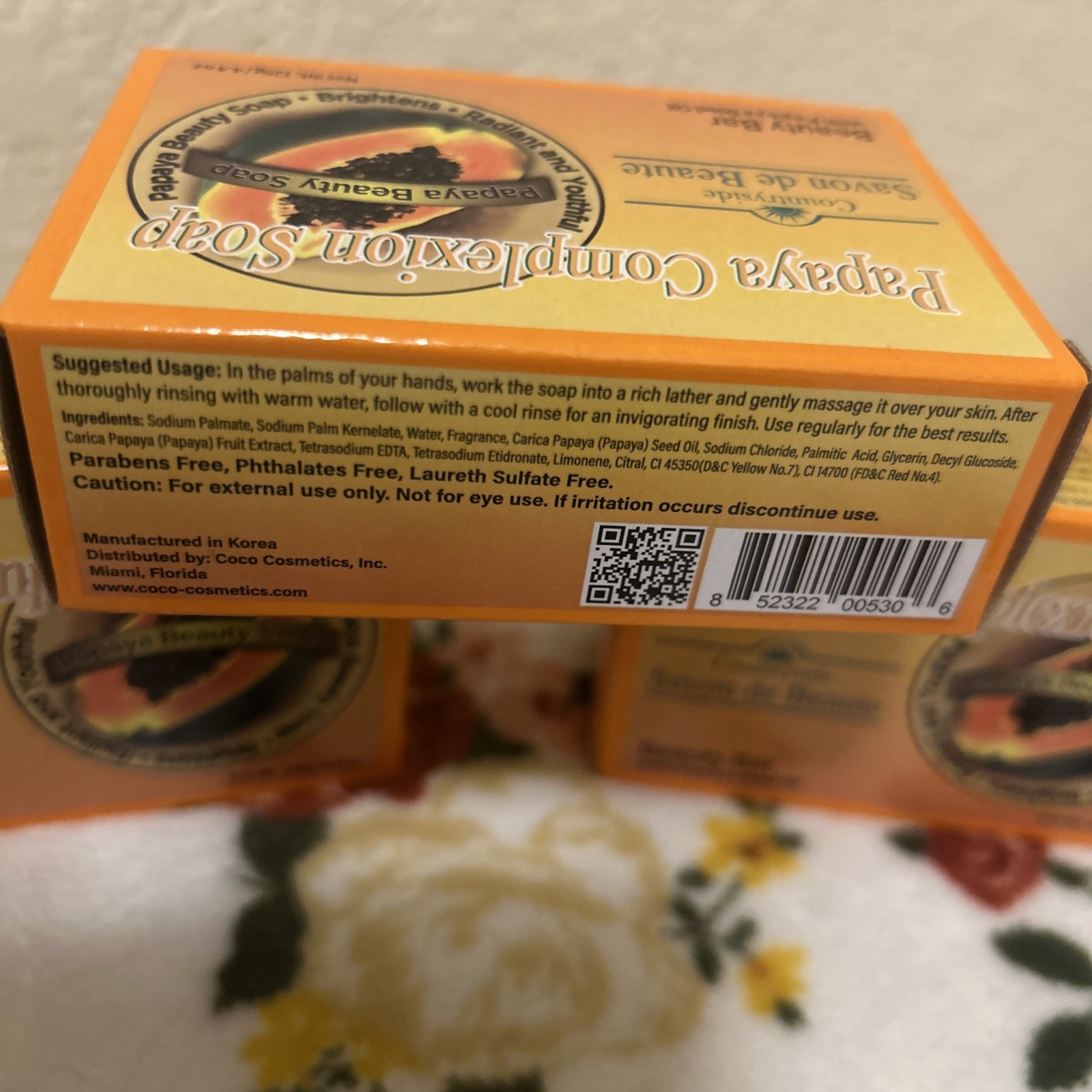 CountrySide Papaya Beauty Bar Soap with Papaya Seed Oil 125g Body Face Hands