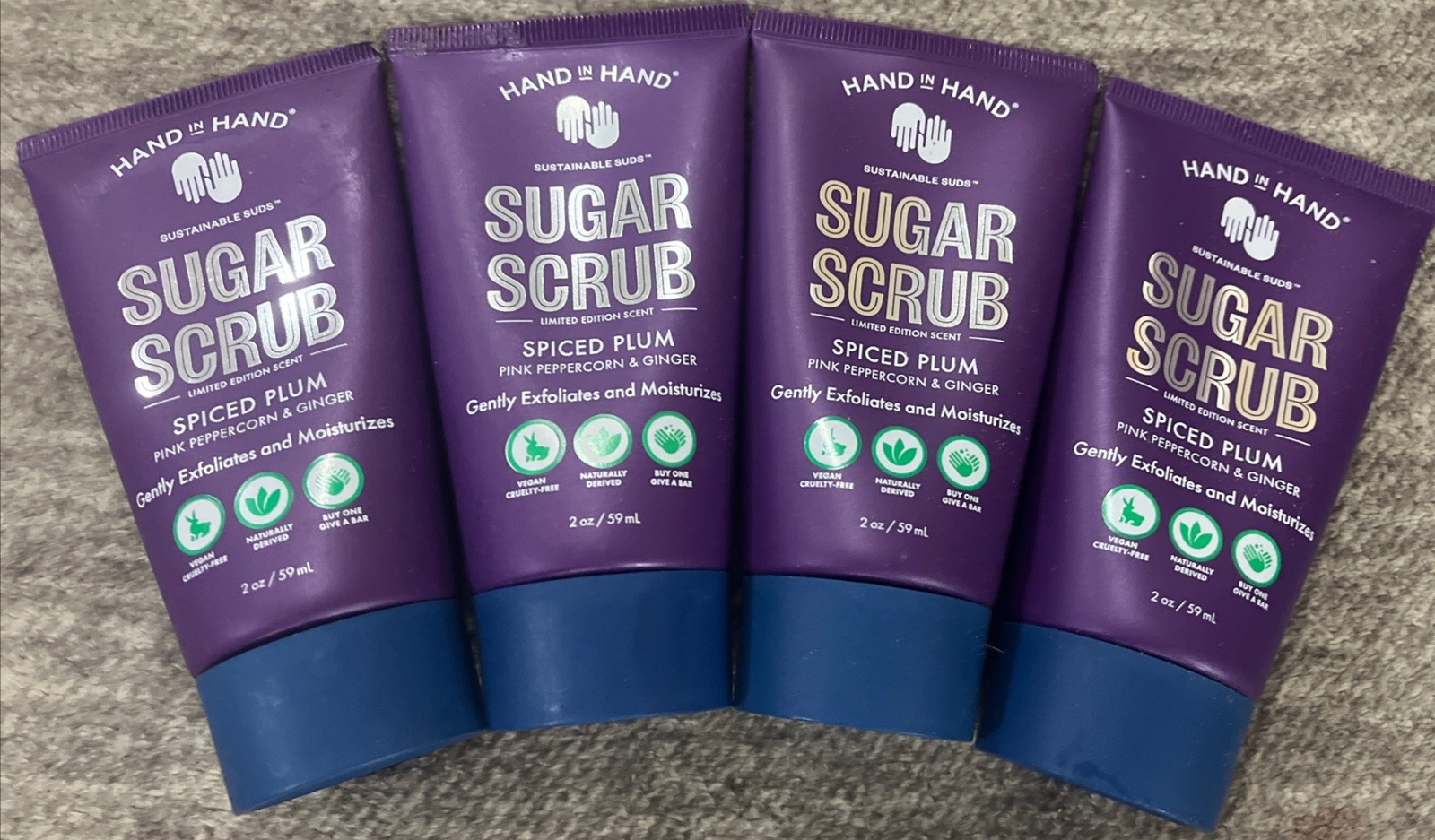 Hand In Hand Two 2 Oz Limited Edition Scent Sugar Scrub Spiced Plum – 4 Pack