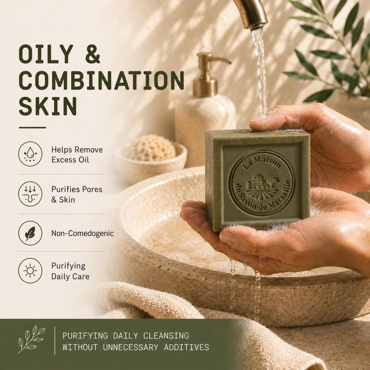 La Maison Du Savon Olive Oil Soap Bar, Savon De Marseille Soap, 21 Oz | Minimal