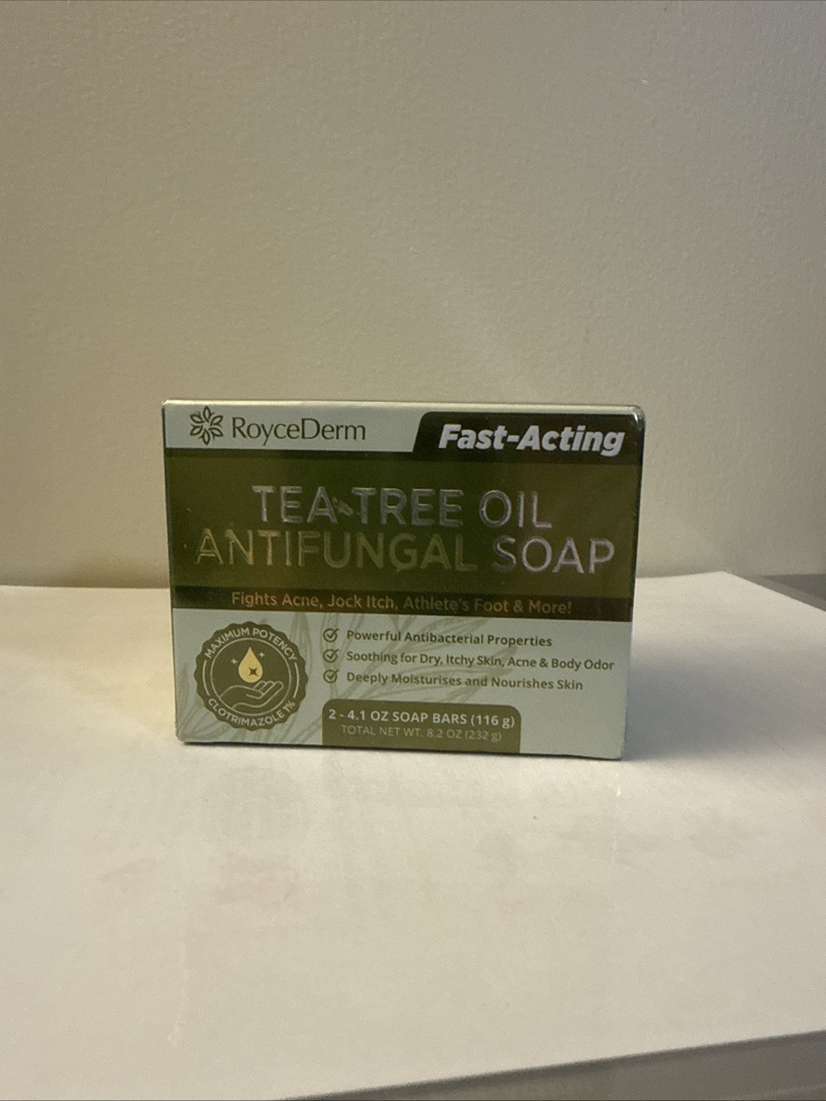 RoyceDerm – Tea Tree Oil Antifungal Soap – 2 Bars/4.1oz – 2 Pack – 4 Total Bars