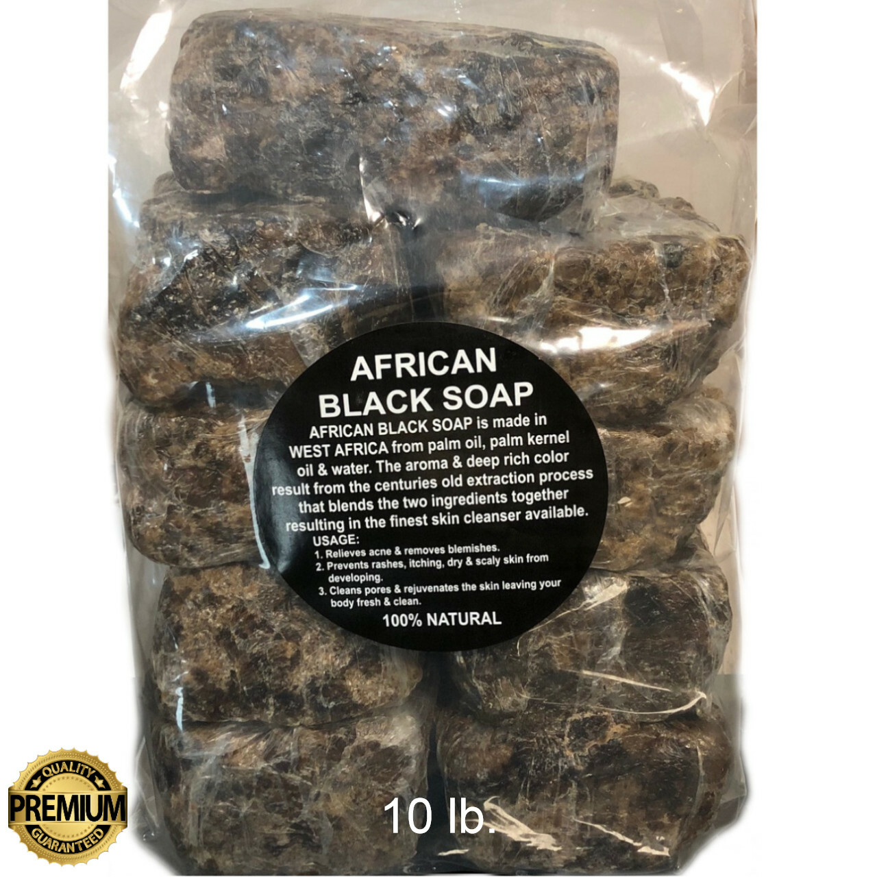 Raw African Black Soap 10 LB – 100% Pure Organic Unrefined Premium Quality Ghana