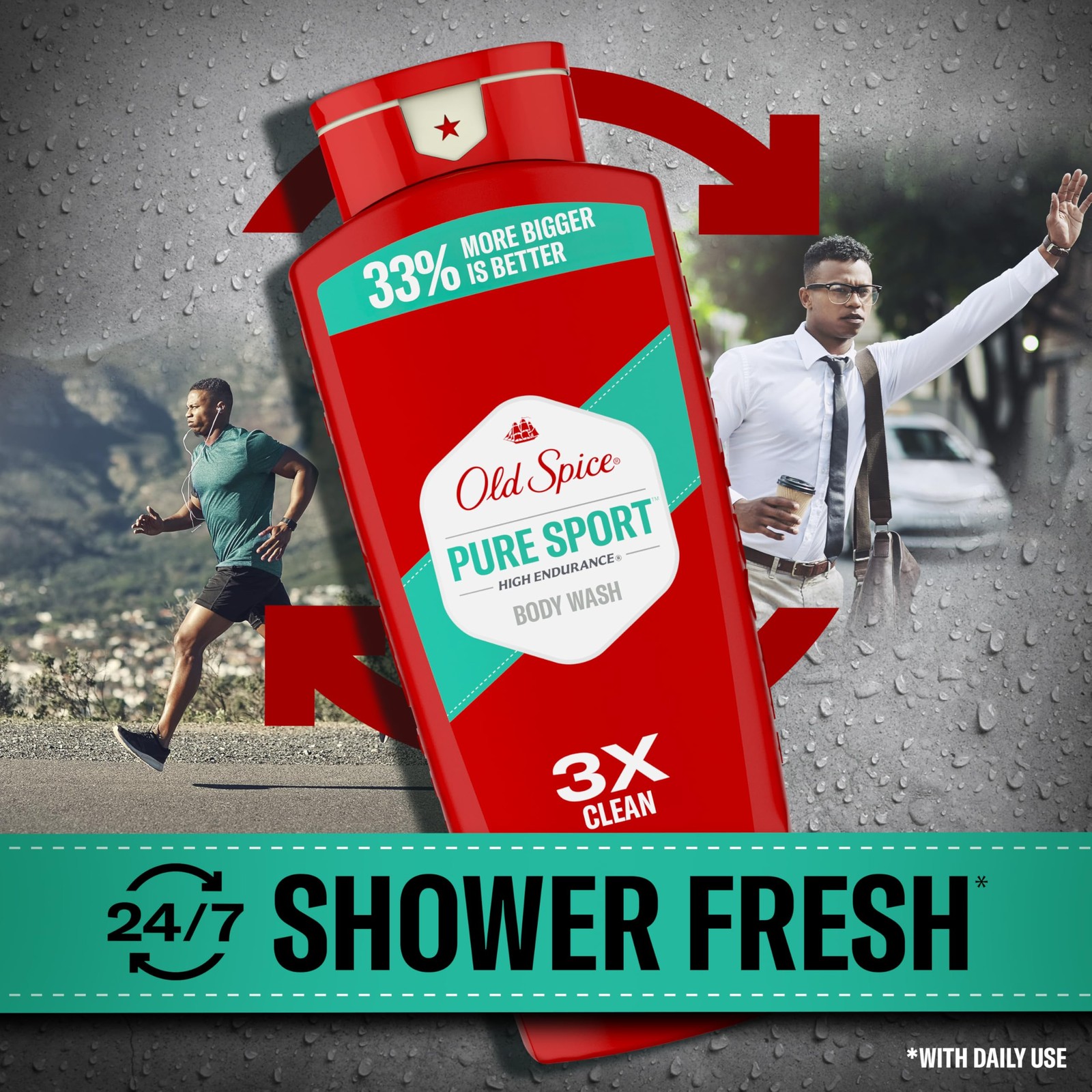 Old Spice Refreshing Body Wash for Men, High 24 Fl Oz (Pack of 4), Red
