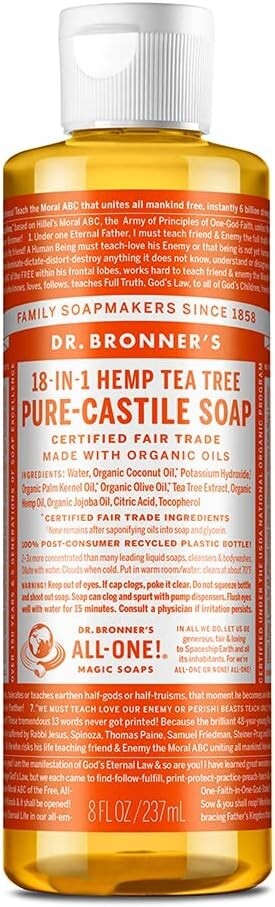 Dr. Bronner’s Organic 18 in 1 Hemp Tea Tree Pure-Castile Liquid Soap 8 fl oz