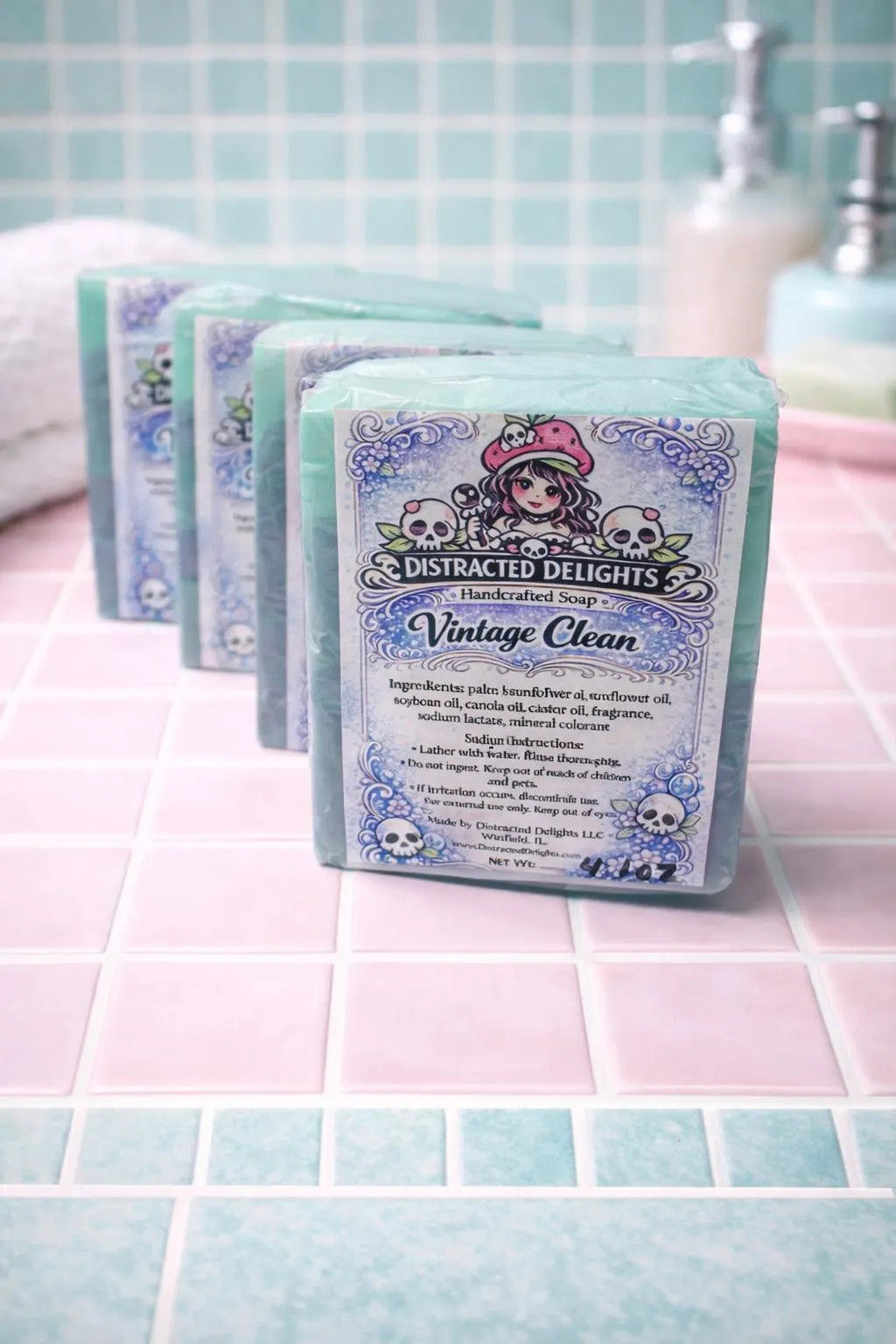 Vintage Clean Handmade Cold Process Soap Fresh Scent Artisan Bar 3.7 oz