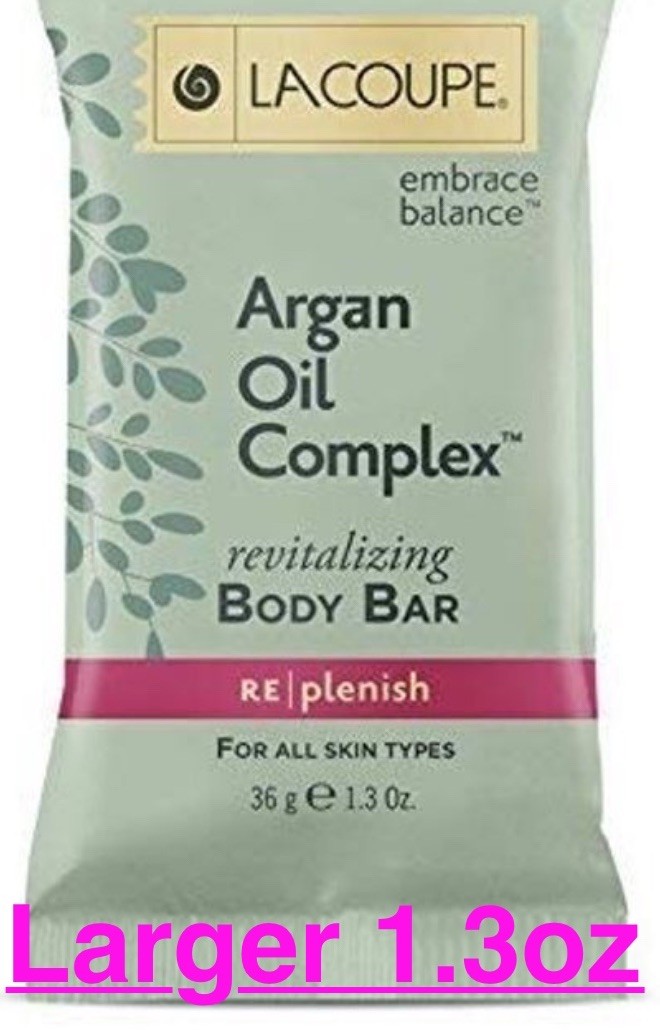 100 + Units LaCoupe Argan Oil Complex Body Bar Soap 1.3oz Hotel Travel Size