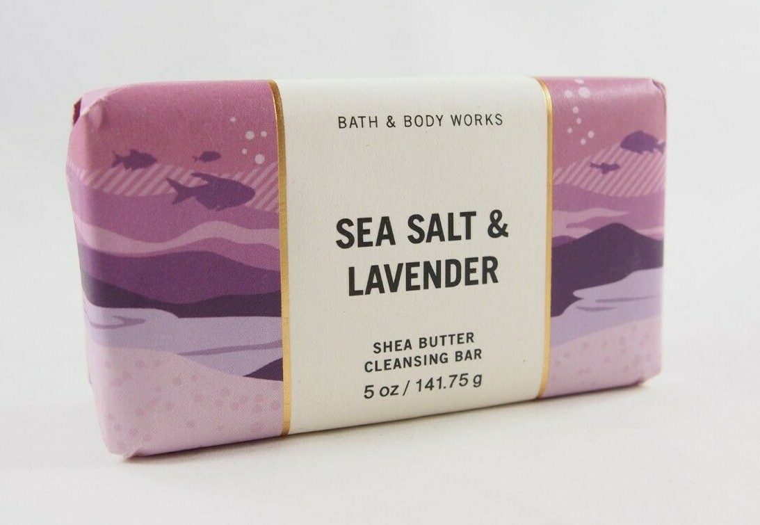 (3) Bath & Body Works Purple Sea Salt Lavender Shea Butter Cleansing Bar 5oz