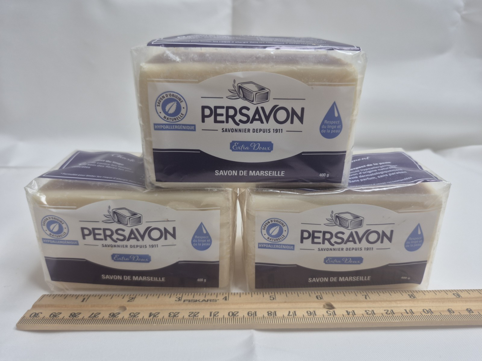 Persavon Savon De Marseille Extra Doux French Soap Bars Hypoallergenic -Lot Of 3