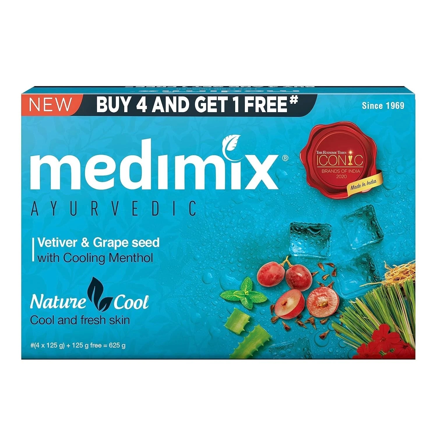 Medimix Ayurvedic Cool Bathing Soap Pack of 5x125g Each Packs For Unisex