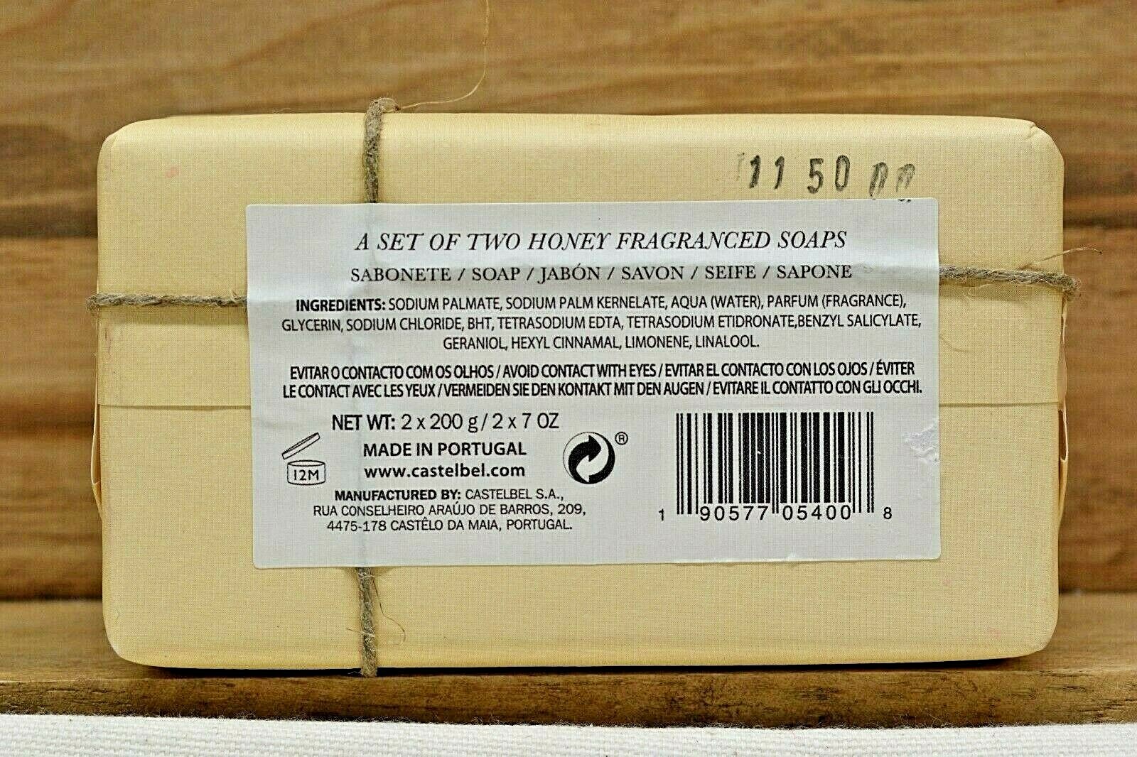 1 set of 2 CASTELBEL Wild Honey Fragranced Soap Bars Made in Portugal 2 x 7 oz