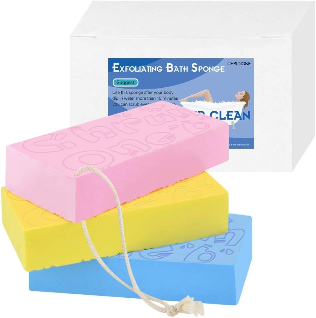 3 pcs Exfoliating Bath Sponge, Sponge for Shower, Dead Yellow,blue,pink