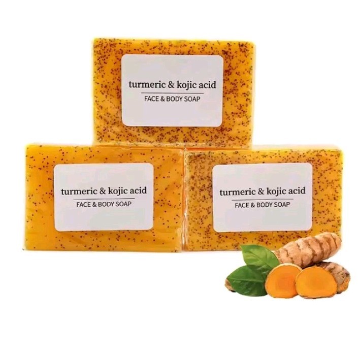 3 Pack Kojic Acid & Turmeric Soap Bars for Dark Spots Acne & Uneven Skin Tone