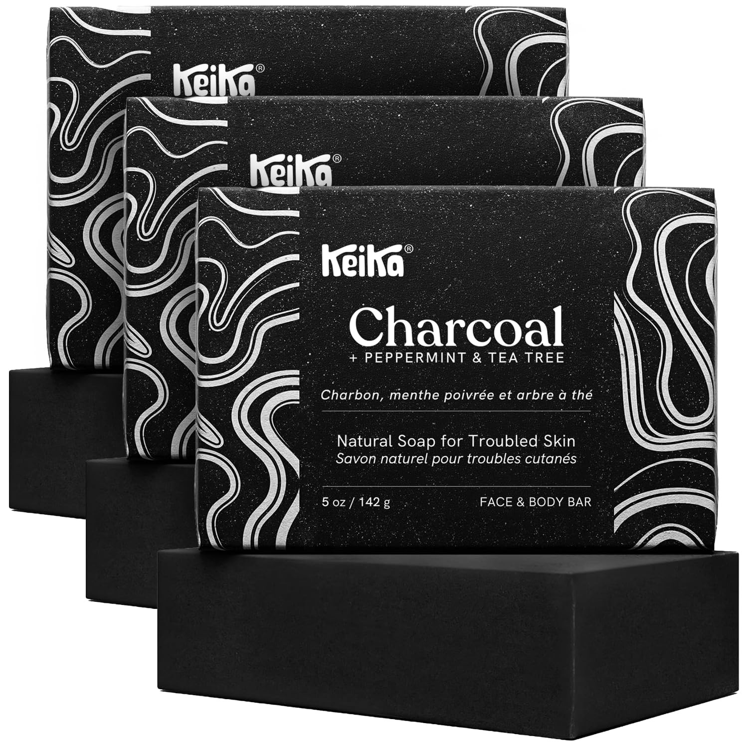 Charcoal Black Soap Bar for Eczema, Psoriasis, Face, Body, Men Women Teens with