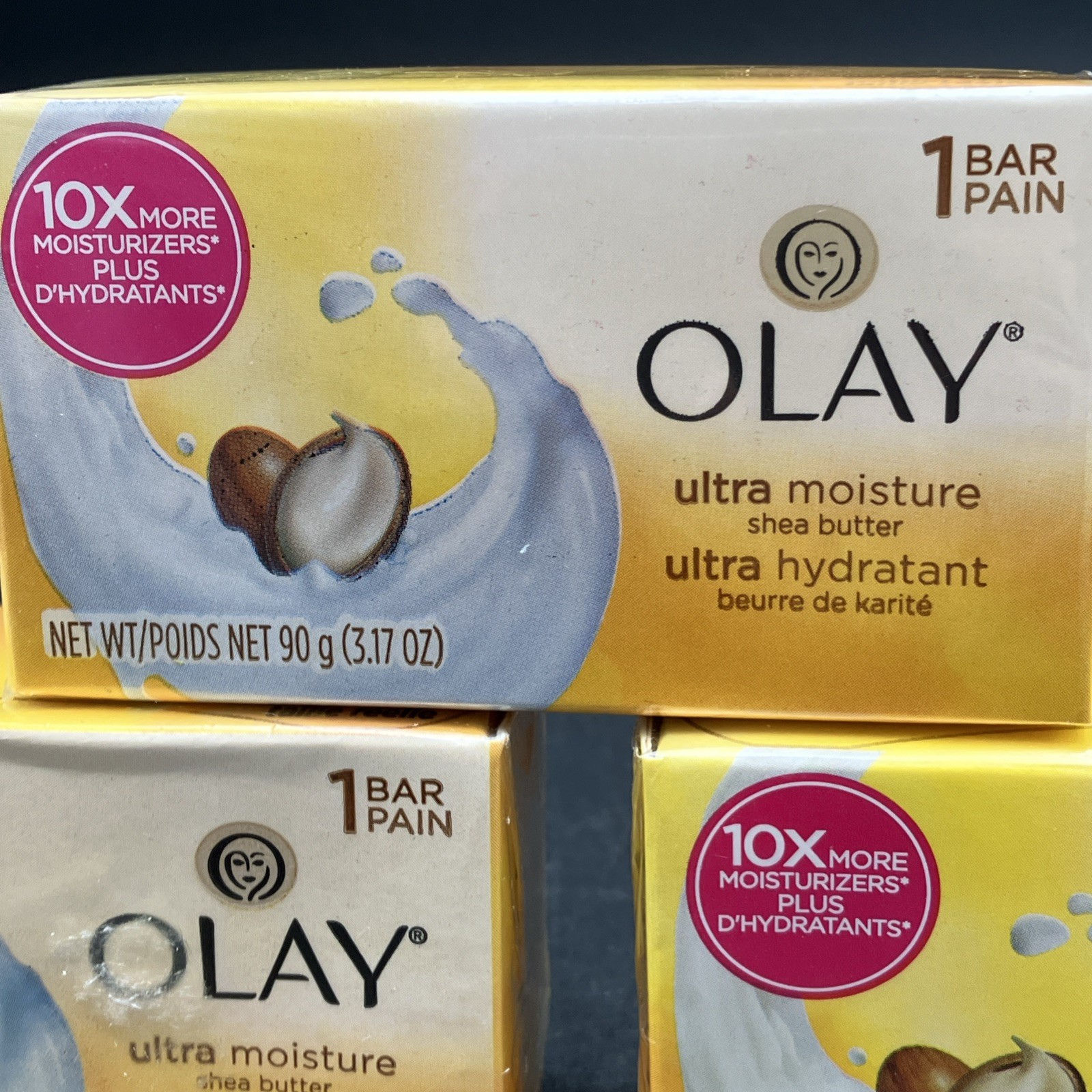 THREE Olay Ultra Moisture With Shea Butter Beauty Bars Soap 3.17