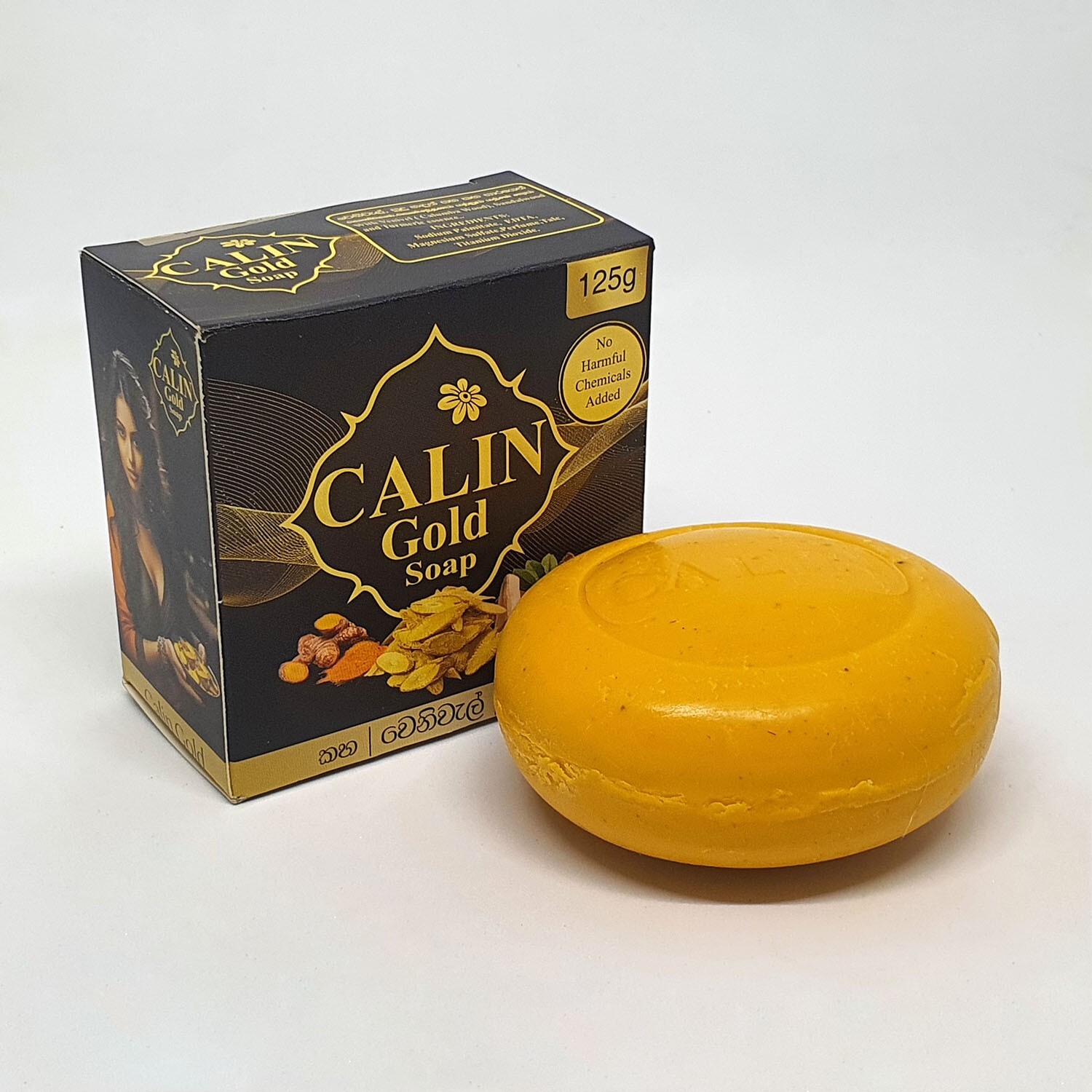 CALIN Gold Beauty Soap with Pure Natural Ceylon Turmeric Venivel Sandalwood 125g