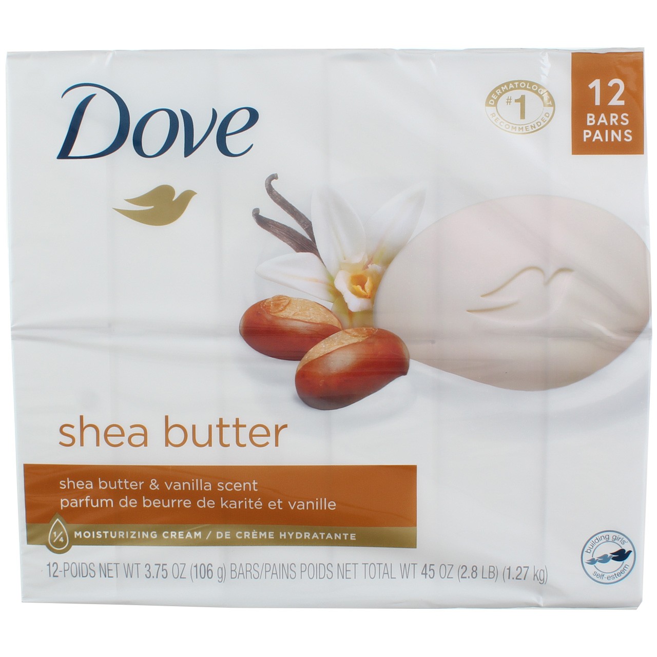 4 Pack Dove Shea Butter Moisturizer Cream Bars, Shea Butter & Vanilla, 3.75 o…