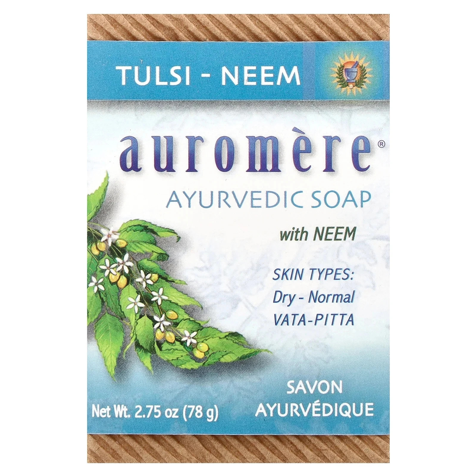 Auromere Ayurvedic Soap with Neem Tulsi-Neem 2.75 oz (Pack of 6)