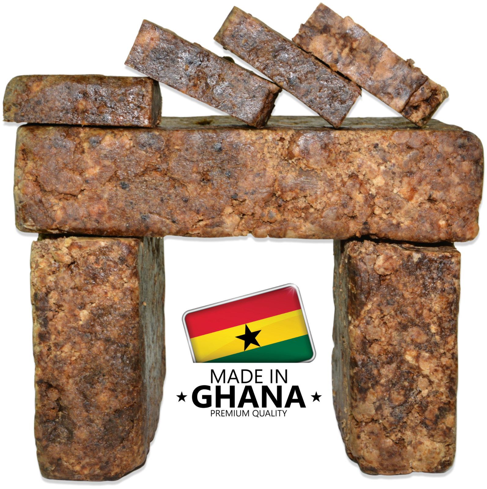 Raw African Black Soap Bar 1 lb. 100% Pure Natural Organic Ghana Body Face Wash