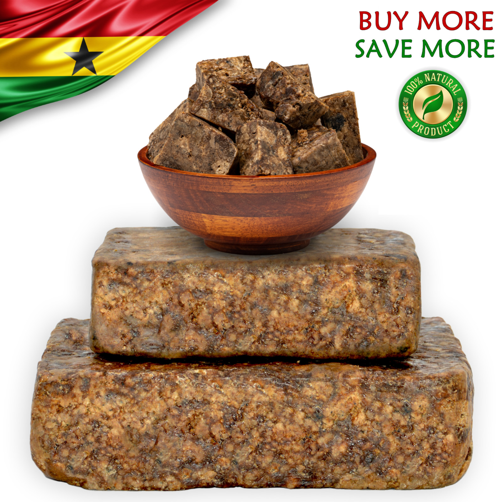 Raw African Black Soap Bar 3 lbs. Bulk Wholesale 100% Pure Natural Organic Ghana