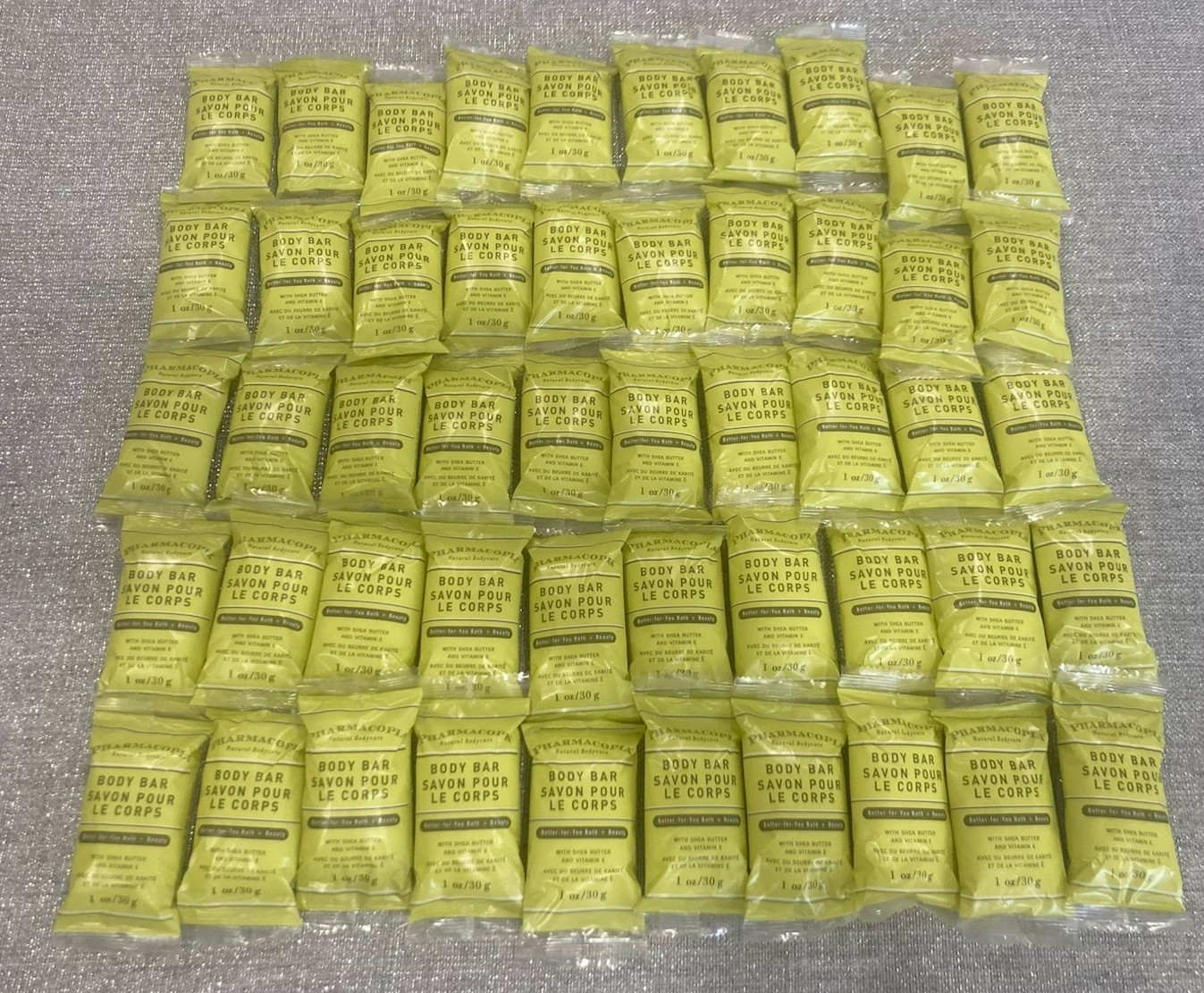 Lot Of 50 Pharmacopia Body Bar Soap 1 oz Ea. With Shea Butter Hotel Travel Size