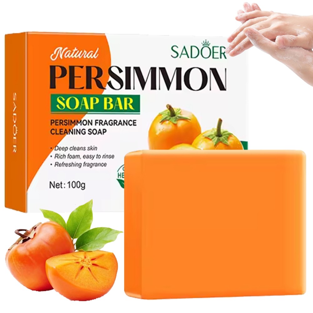 100g Natural Persimmon Soap Bar Body Odor Control Deodorant Soap for Men & Women