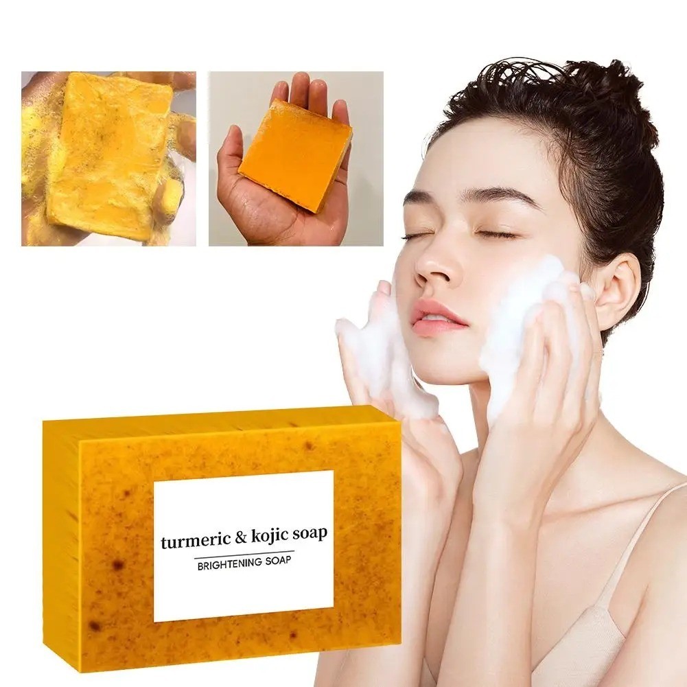 1-5PCS Lemon Turmeric Soap,Turmeric Soap Bar for Face&Body,Natural turmeric Hand