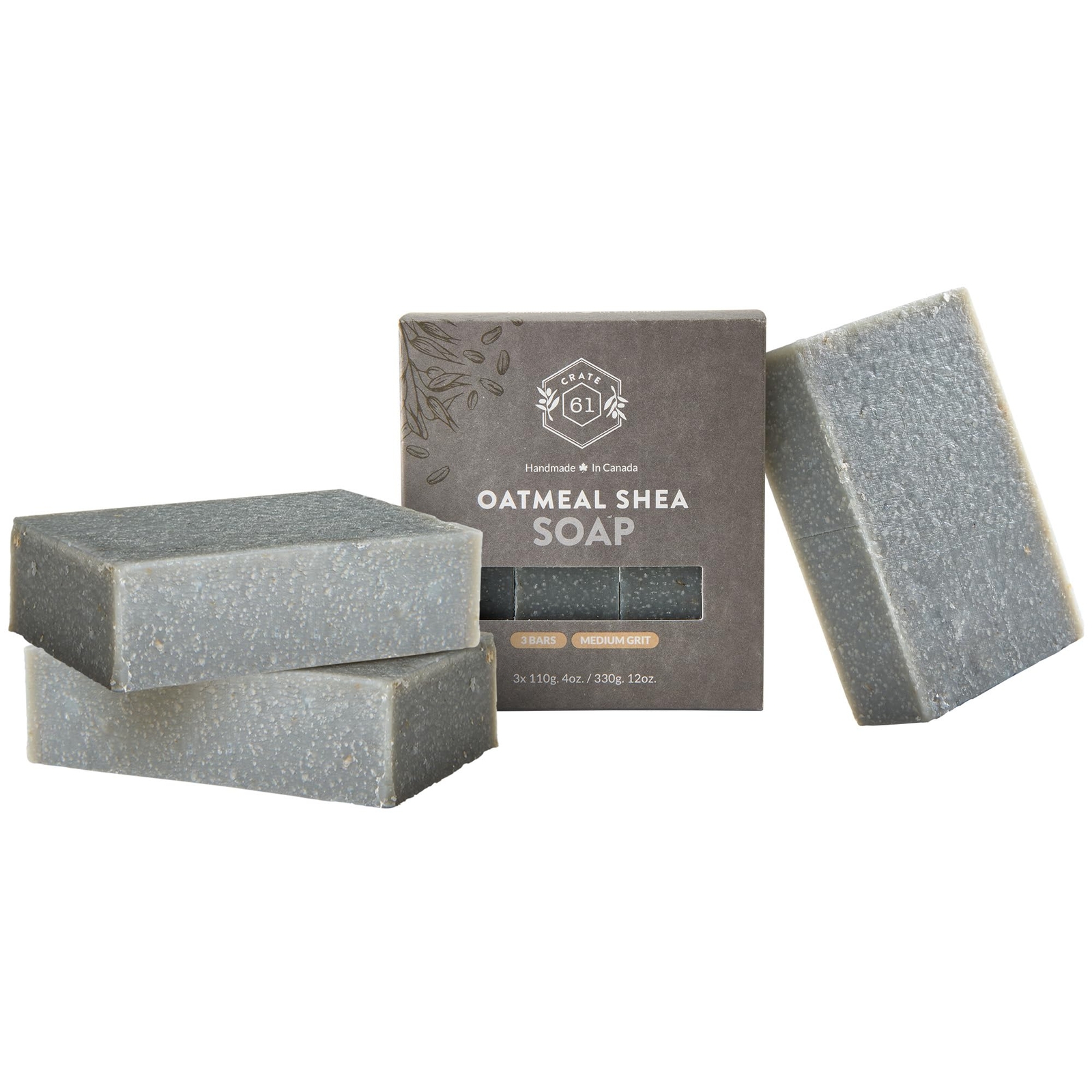 Crate 61 Oatmeal Shea Soap Pack of 3 Premium Natural Vegan Cold Process Soap