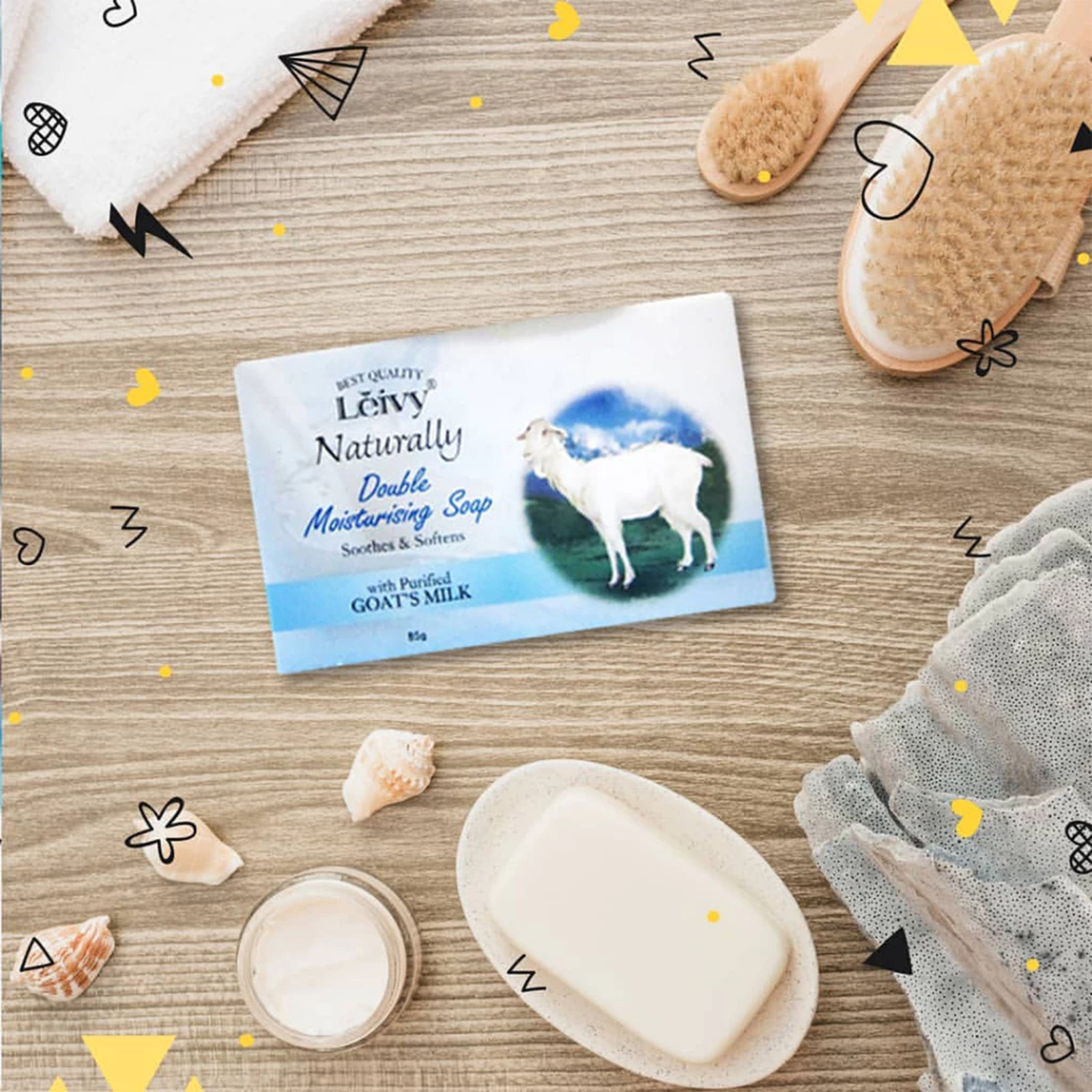 5PCS Leivy Double Moisturising Goat’s Milk Bar Soap 85g Nourishing Bath Soap Set