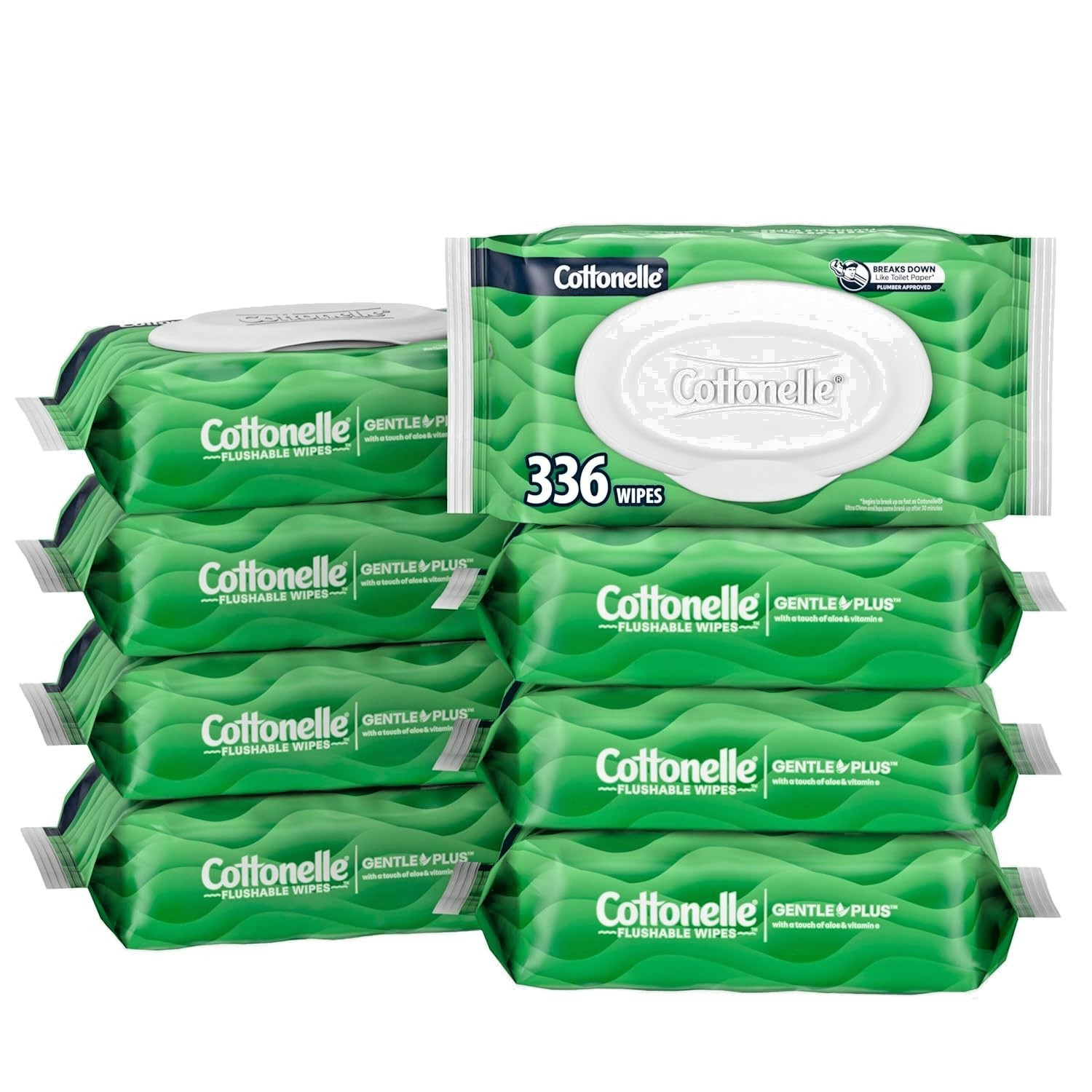 Cottonelle GentlePlus Flushable Wet Wipes with Aloe & Vitamin E 42 Wipes Per Pac
